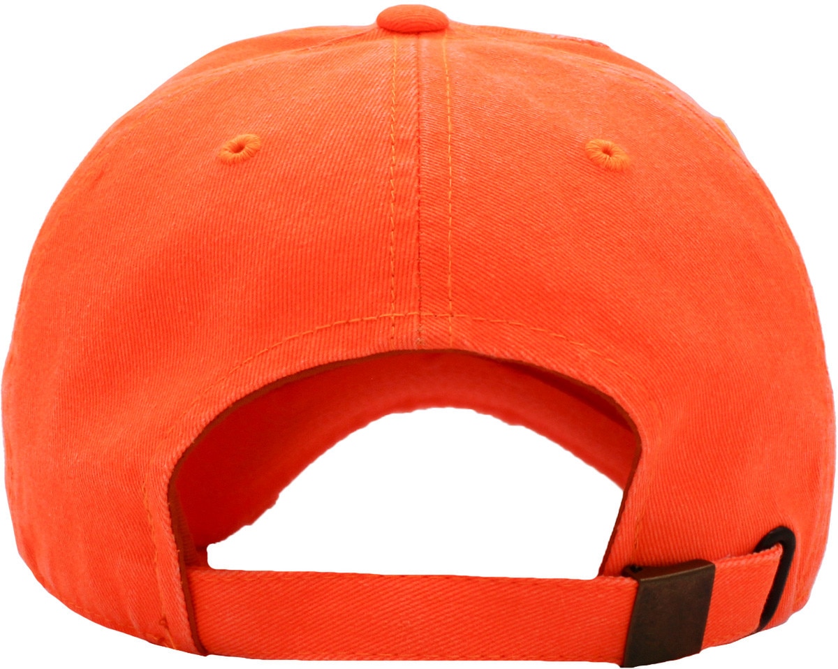 Neon Orange Distressed Vintage Baseball Cap Back View
